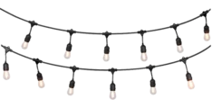 A run of string lighting for a tent