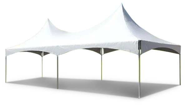 A white high peak frame tent